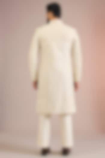 Cream Silk Groom Sherwani Set by Jayesh and Kaajal Shah Men at Pernia's Pop Up Shop