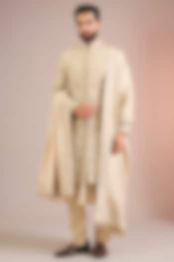 Gold Silk Groom Sherwani Set by Jayesh and Kaajal Shah Men at Pernia's Pop Up Shop