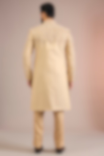 Gold Silk Groom Sherwani Set by Jayesh and Kaajal Shah Men at Pernia's Pop Up Shop