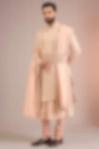 Pink Silk Groom Sherwani Set by Jayesh and Kaajal Shah Men at Pernia's Pop Up Shop