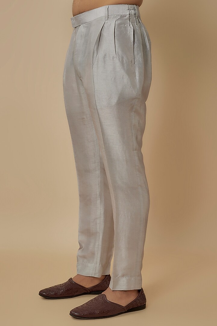 Grey Silk Thread Embroidered Nehru Jacket Set by Jayesh and Kaajal Shah Men at Pernia's Pop Up Shop
