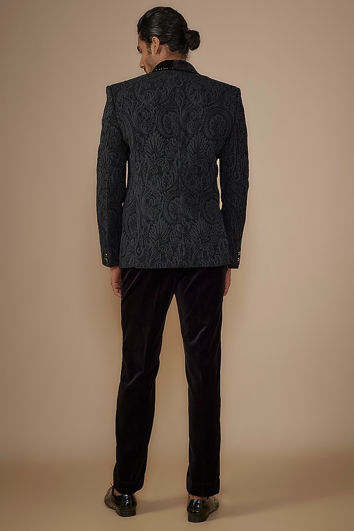 Grey Polyester Blazer Set by Jayesh and Kaajal Shah Men at Pernia's Pop Up Shop