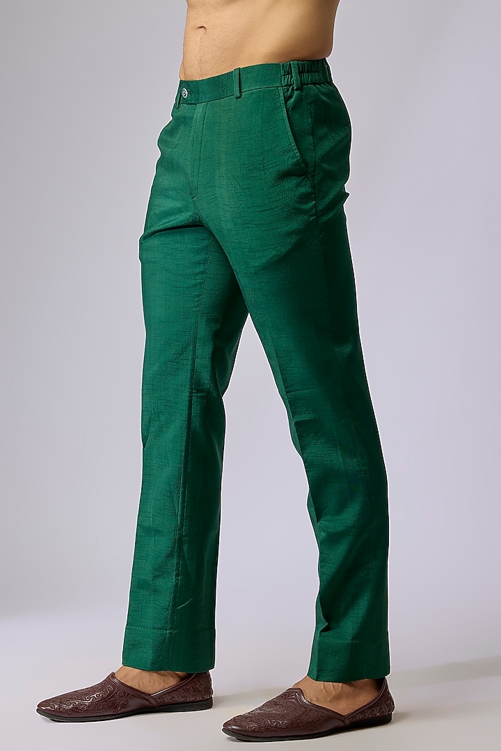 Green Silk Indo-Western Set by Jayesh and Kaajal Shah Men at Pernia's Pop Up Shop