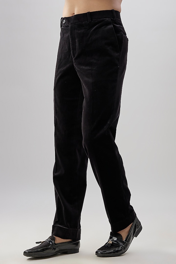 Black Velvet Wedding Bandhgala Set by Jayesh and Kaajal Shah Men at Pernia's Pop Up Shop