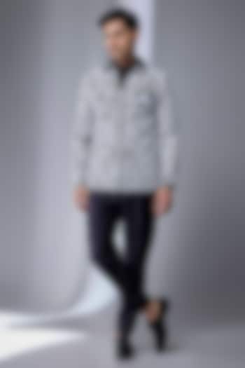 Black Silk Jacket Set by Jayesh and Kaajal Shah Men at Pernia's Pop Up Shop