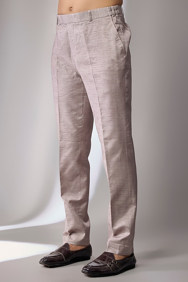 English Grey Silk Groom Indowestern Set by Jayesh and Kaajal Shah Men at Pernia's Pop Up Shop