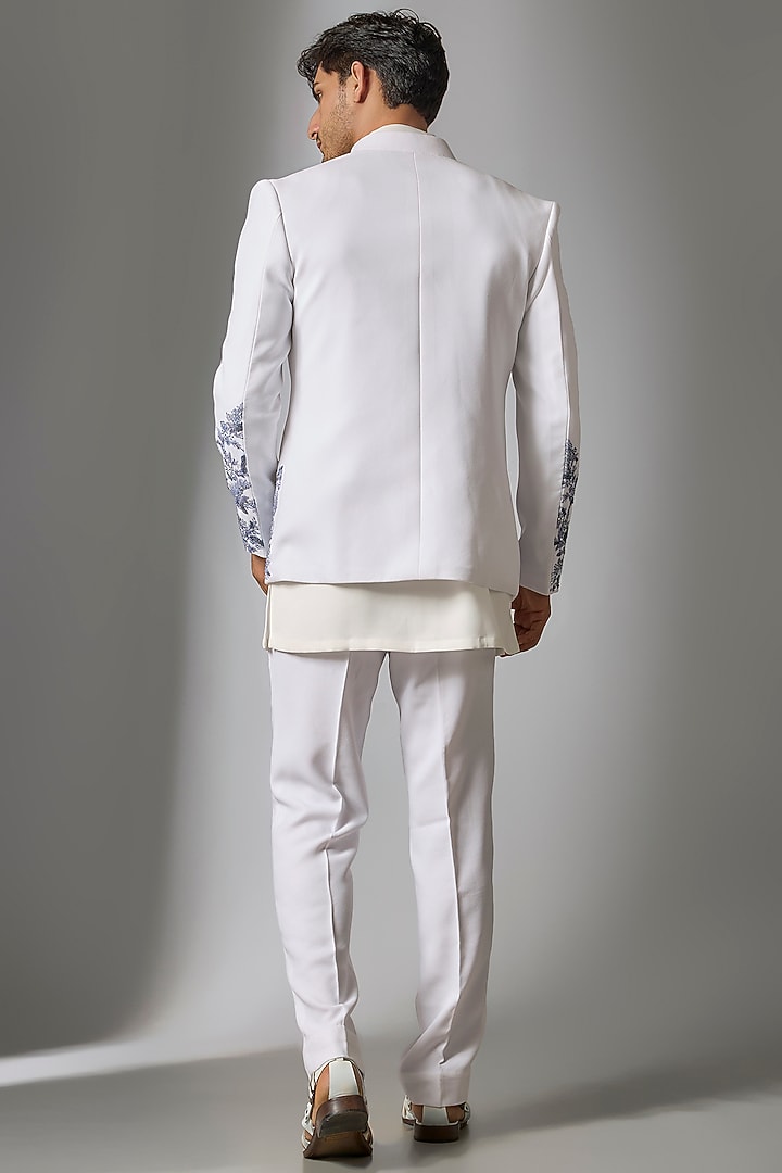 White Silk Indo-Western Set by Jayesh and Kaajal Shah Men at Pernia's Pop Up Shop