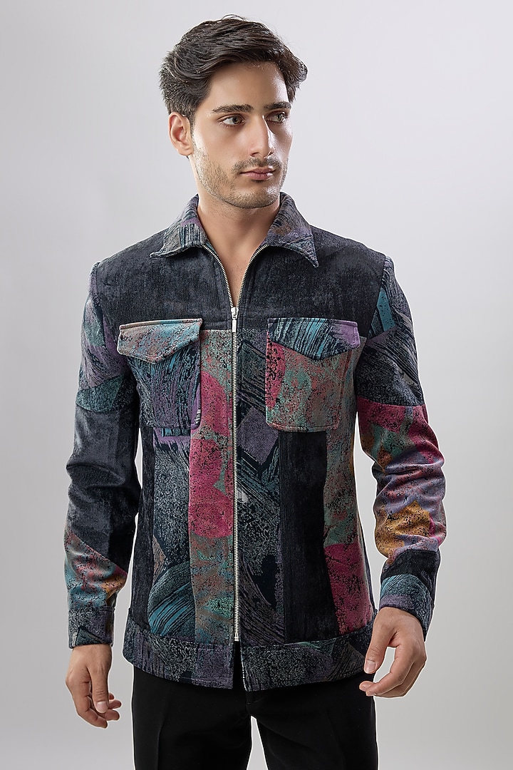 Black Corduroy Jacket by Jayesh and Kaajal Shah Men at Pernia's Pop Up Shop