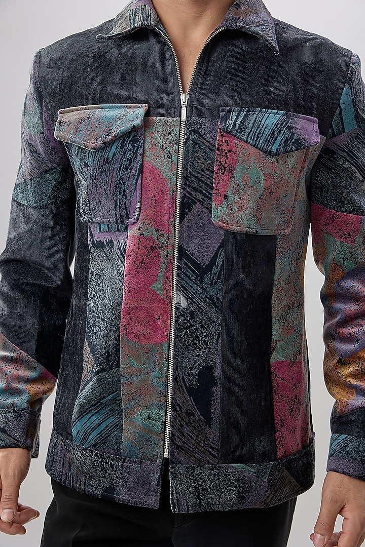 Black Corduroy Jacket by Jayesh and Kaajal Shah Men at Pernia's Pop Up Shop