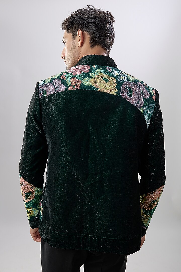 Bottle Green Corduroy Jacket by Jayesh and Kaajal Shah Men at Pernia's Pop Up Shop