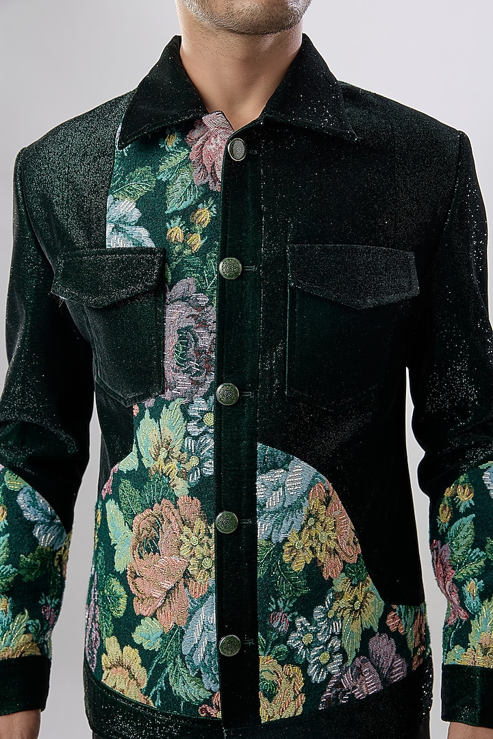 Bottle Green Corduroy Jacket by Jayesh and Kaajal Shah Men at Pernia's Pop Up Shop