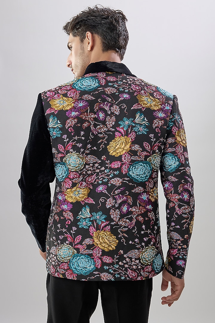 Black Velvet Jacket by Jayesh and Kaajal Shah Men at Pernia's Pop Up Shop