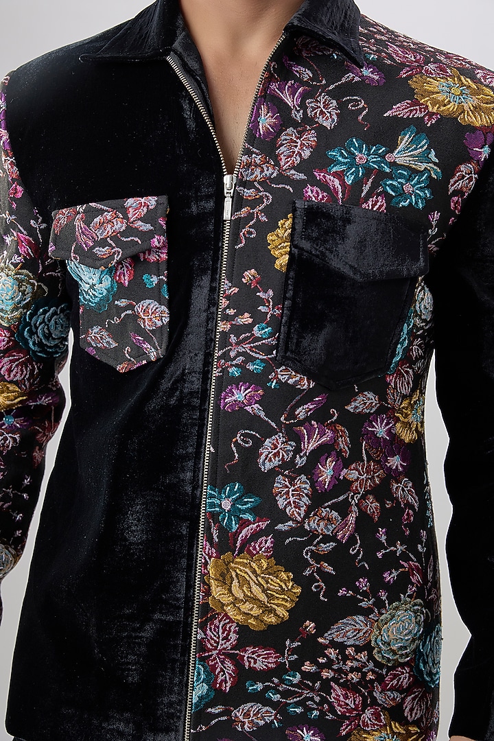 Black Velvet Jacket by Jayesh and Kaajal Shah Men at Pernia's Pop Up Shop