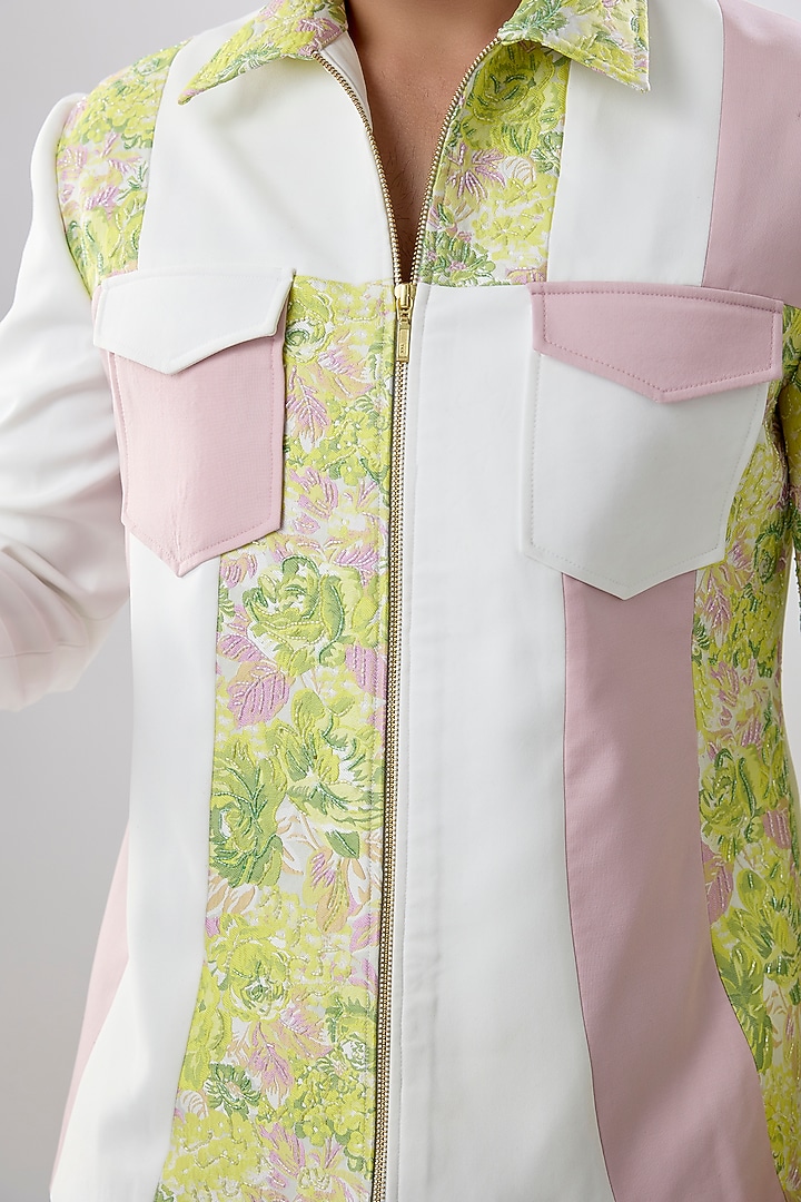 Lime Cotton Jacket by Jayesh and Kaajal Shah Men at Pernia's Pop Up Shop