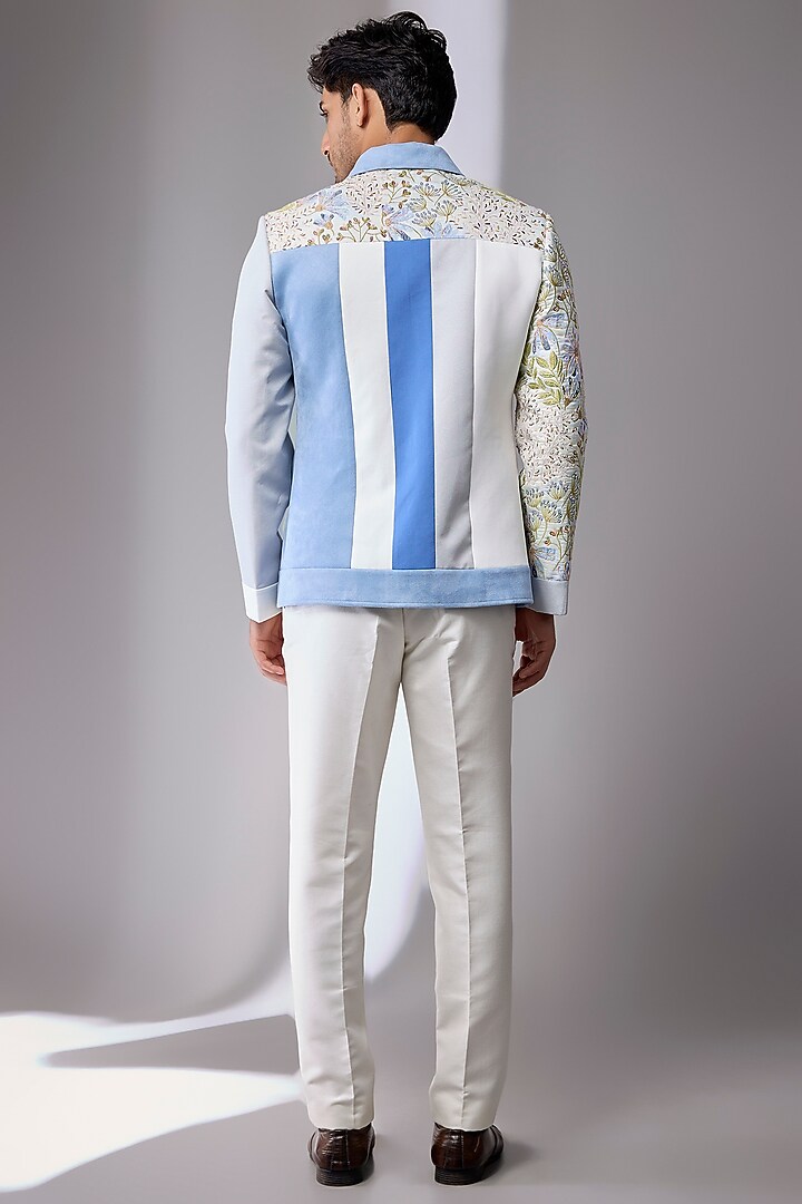 Light Blue Silk Jacket by Jayesh and Kaajal Shah Men at Pernia's Pop Up Shop