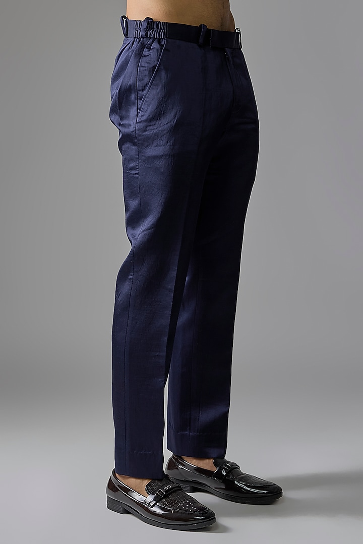 Blue Silk Bundi Jacket Set by Jayesh and Kaajal Shah Men at Pernia's Pop Up Shop