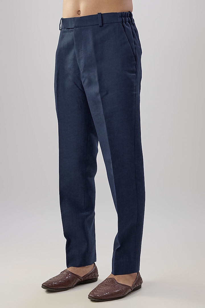 Blue Silk Bundi Jacket Set by Jayesh and Kaajal Shah Men at Pernia's Pop Up Shop