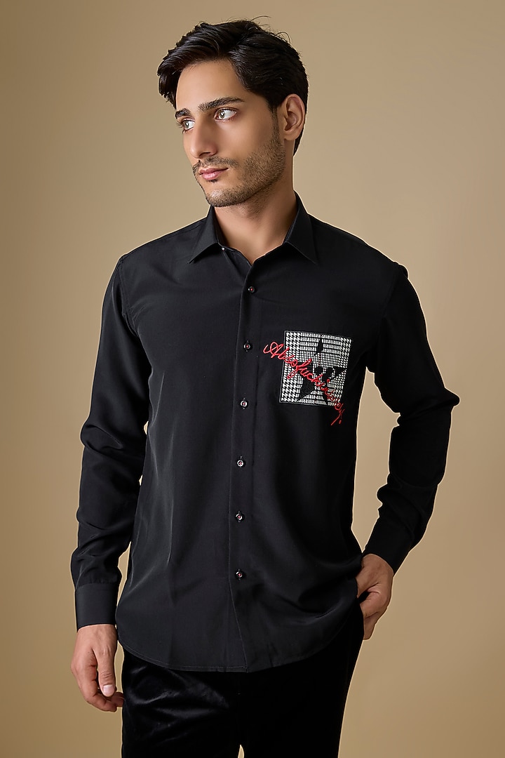 Black Polyester Shirt by Jayesh and Kaajal Shah