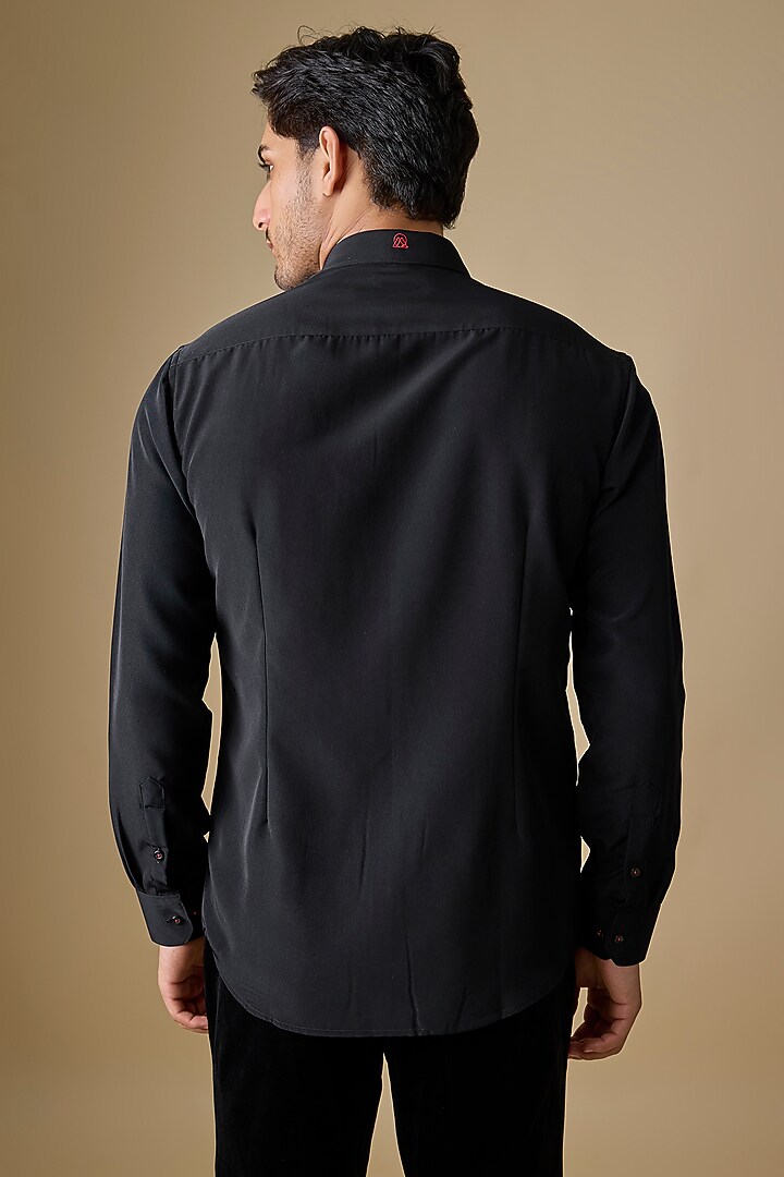 Black Polyester Party Wear Shirt by Jayesh and Kaajal Shah Men at Pernia's Pop Up Shop