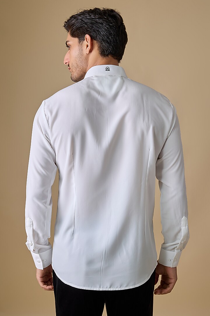 White Polyester Party Wear Shirt by Jayesh and Kaajal Shah Men at Pernia's Pop Up Shop