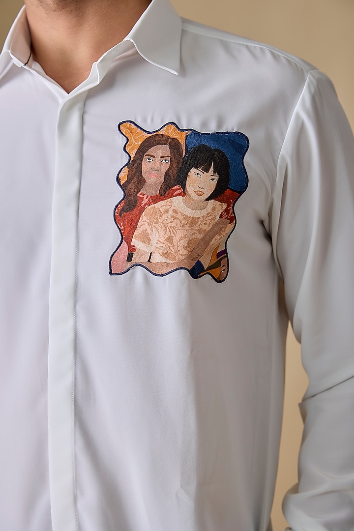 White Polyester Party Wear Shirt by Jayesh and Kaajal Shah Men at Pernia's Pop Up Shop