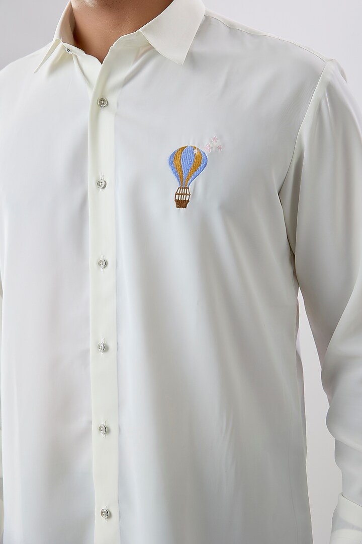 Cream Cotton Party Wear Shirt by Jayesh and Kaajal Shah Men at Pernia's Pop Up Shop