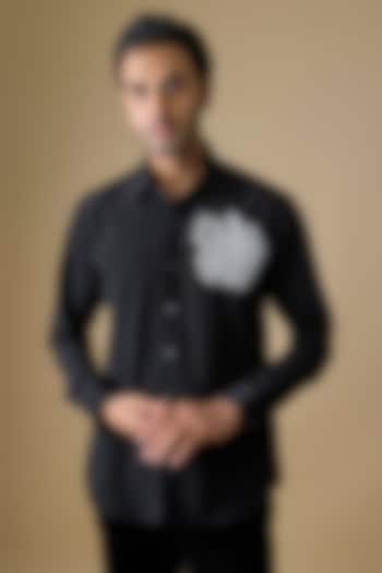 Black Polyester Shirt by Jayesh and Kaajal Shah