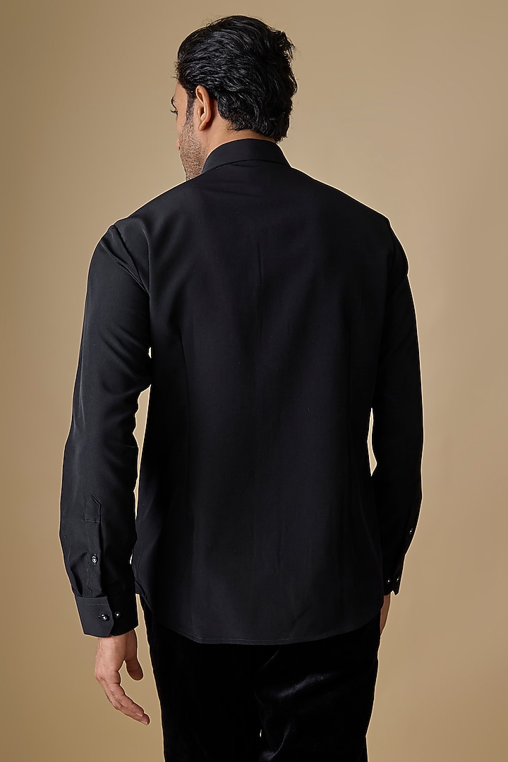 Black Polyester Party Wear Shirt by Jayesh and Kaajal Shah Men at Pernia's Pop Up Shop
