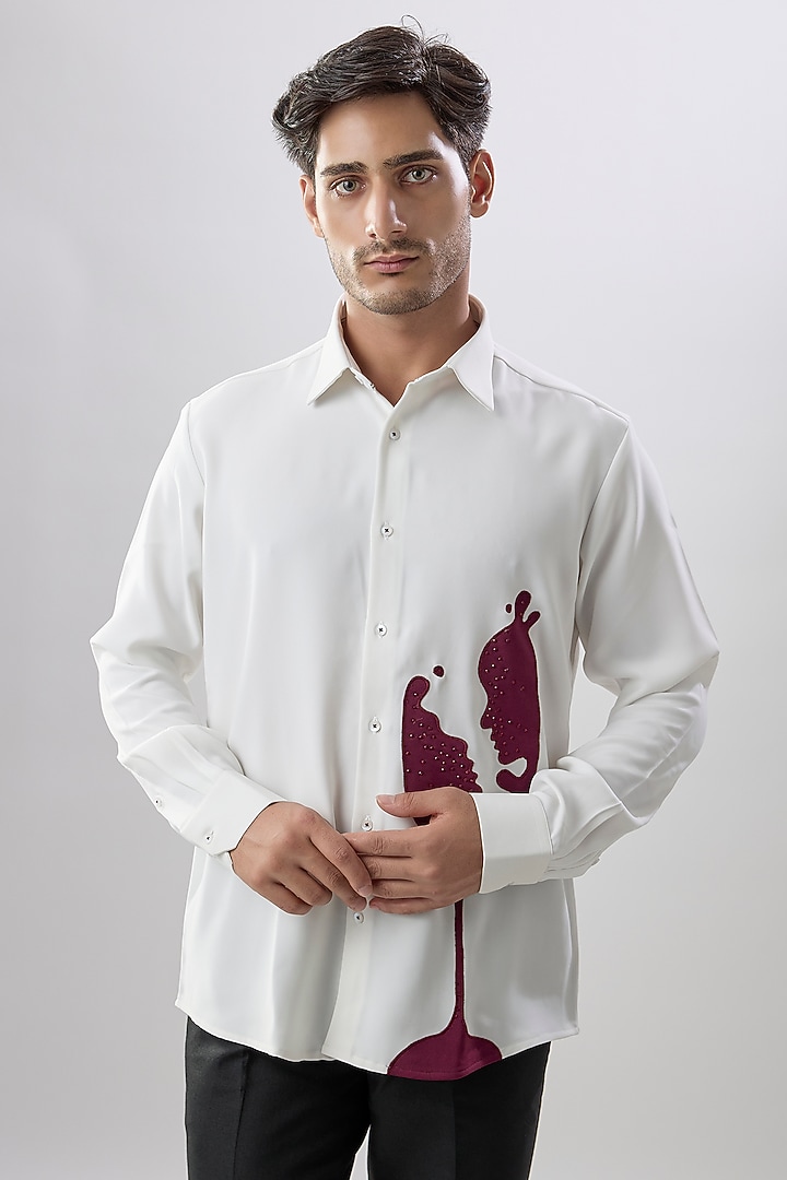 Cream Cotton Party Wear Shirt by Jayesh and Kaajal Shah Men at Pernia's Pop Up Shop