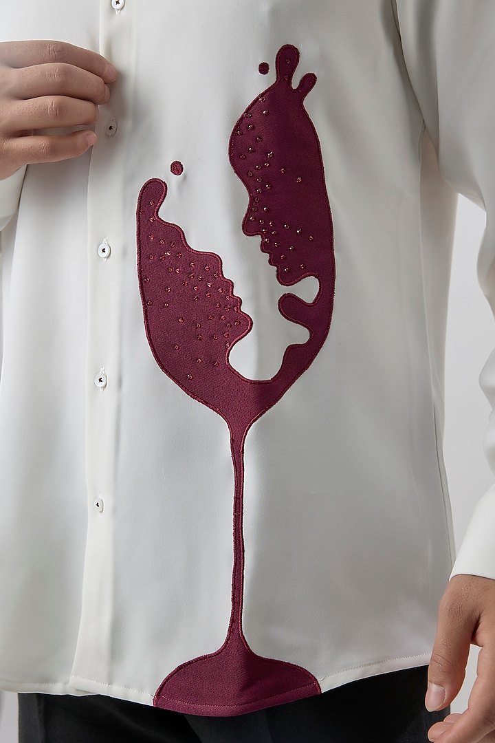 Cream Cotton Party Wear Shirt by Jayesh and Kaajal Shah Men at Pernia's Pop Up Shop