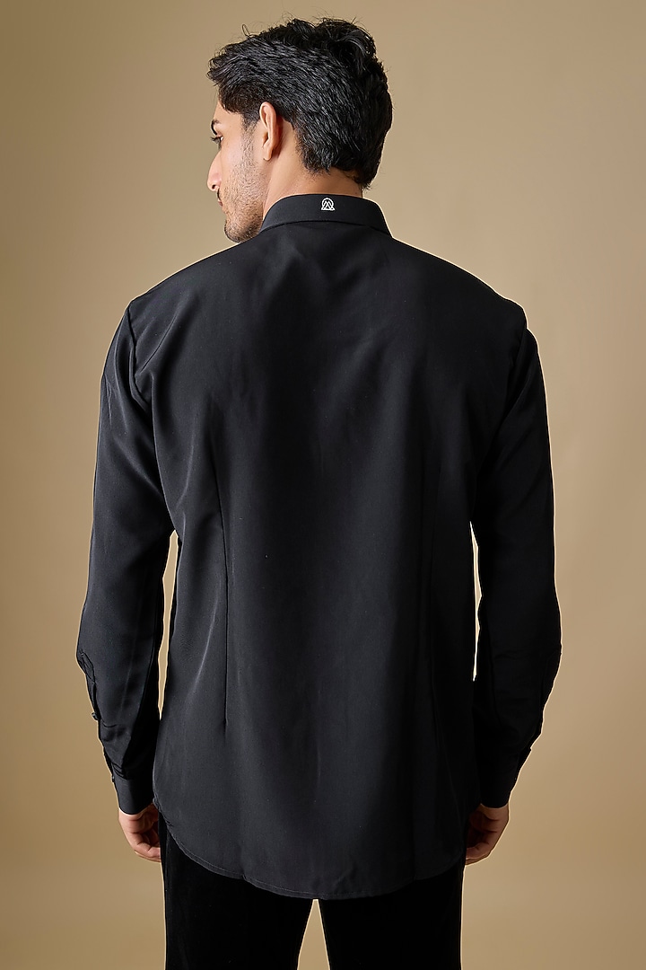 Navy Blue Polyester Party Wear Shirt by Jayesh and Kaajal Shah Men at Pernia's Pop Up Shop