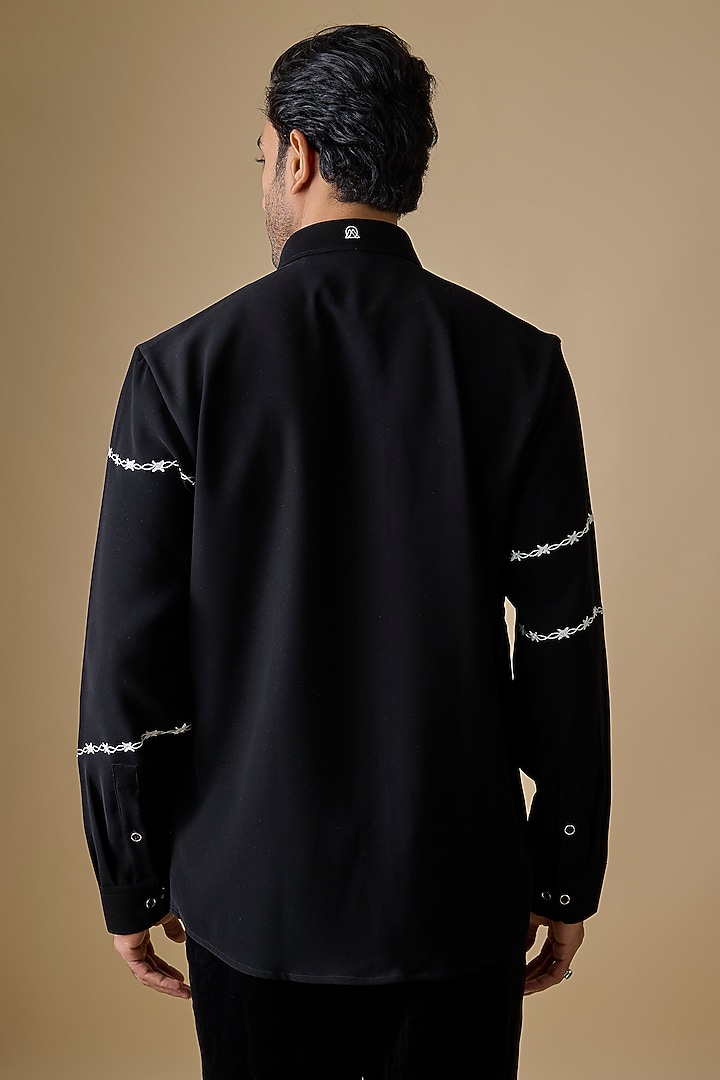 Black Polyester Party Wear Shirt by Jayesh and Kaajal Shah Men at Pernia's Pop Up Shop