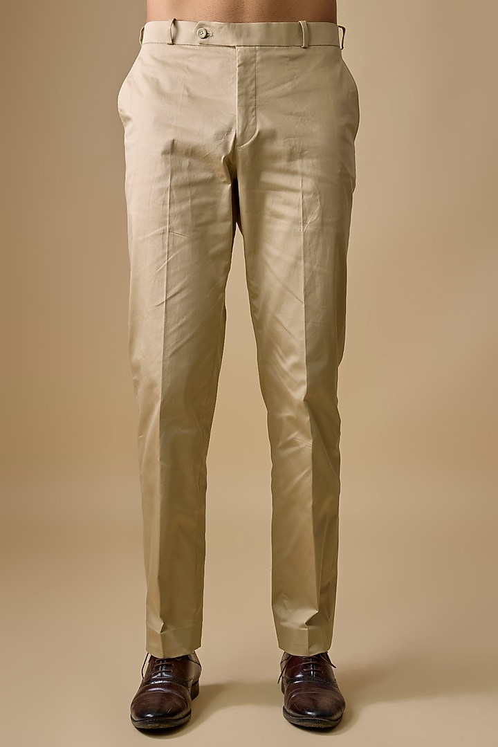 Beige Linen Satin & Polyester Groom Indowestern Set by Jayesh and Kaajal Shah Men at Pernia's Pop Up Shop