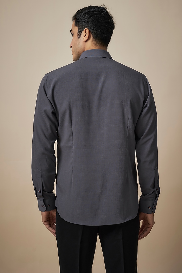 Grey Knitted Fabric Party Wear Shirt by Jayesh and Kaajal Shah Men at Pernia's Pop Up Shop