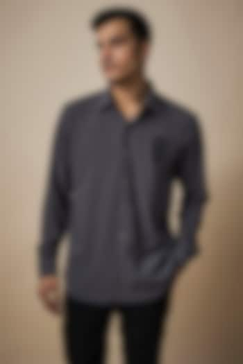 Grey Knitted Fabric Shirt by Jayesh and Kaajal Shah