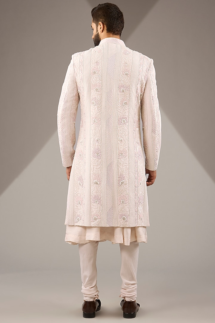 Gold Raw Silk Groom Sherwani Set by Jayesh and Kaajal Shah Men at Pernia's Pop Up Shop