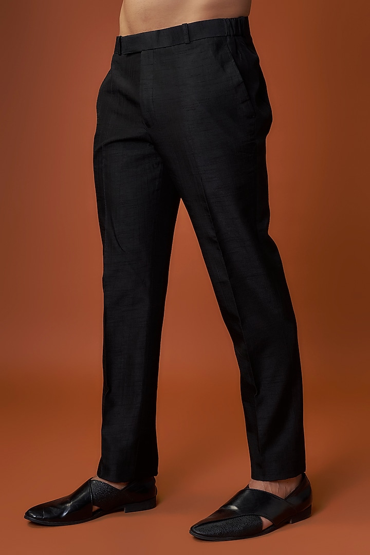 Black Terry Rayon Wedding Indowestern Set by Jayesh and Kaajal Shah Men at Pernia's Pop Up Shop