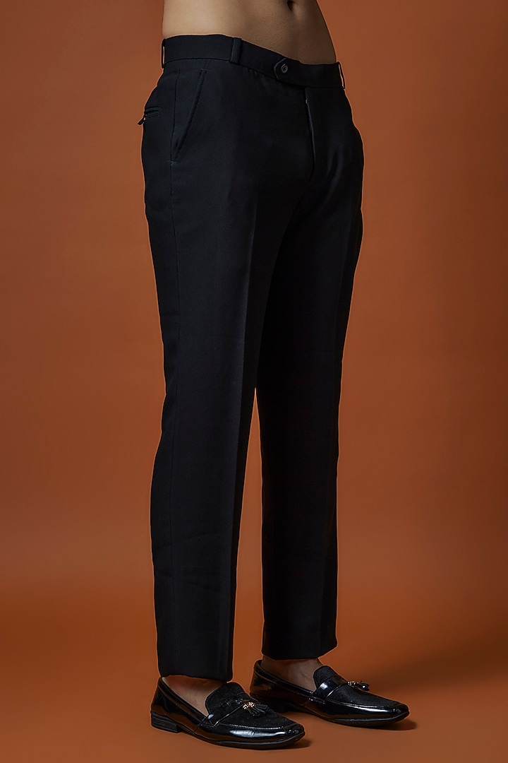 Black Velvet Embroidered Wedding Indowestern Set by Jayesh and Kaajal Shah Men at Pernia's Pop Up Shop