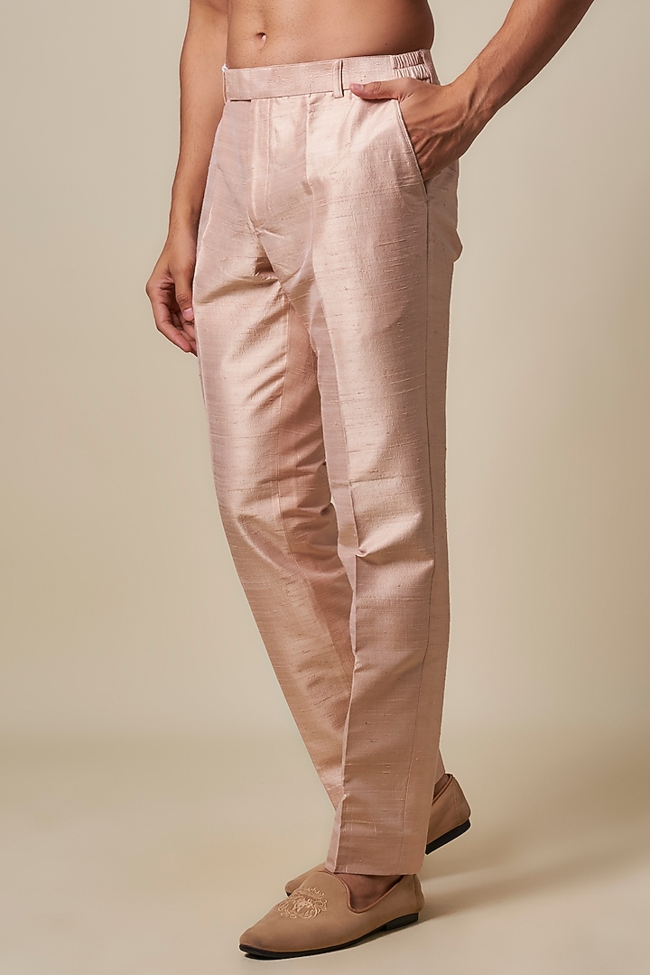 Beige Raw Silk Groom Indowestern Set by Jayesh and Kaajal Shah Men at Pernia's Pop Up Shop