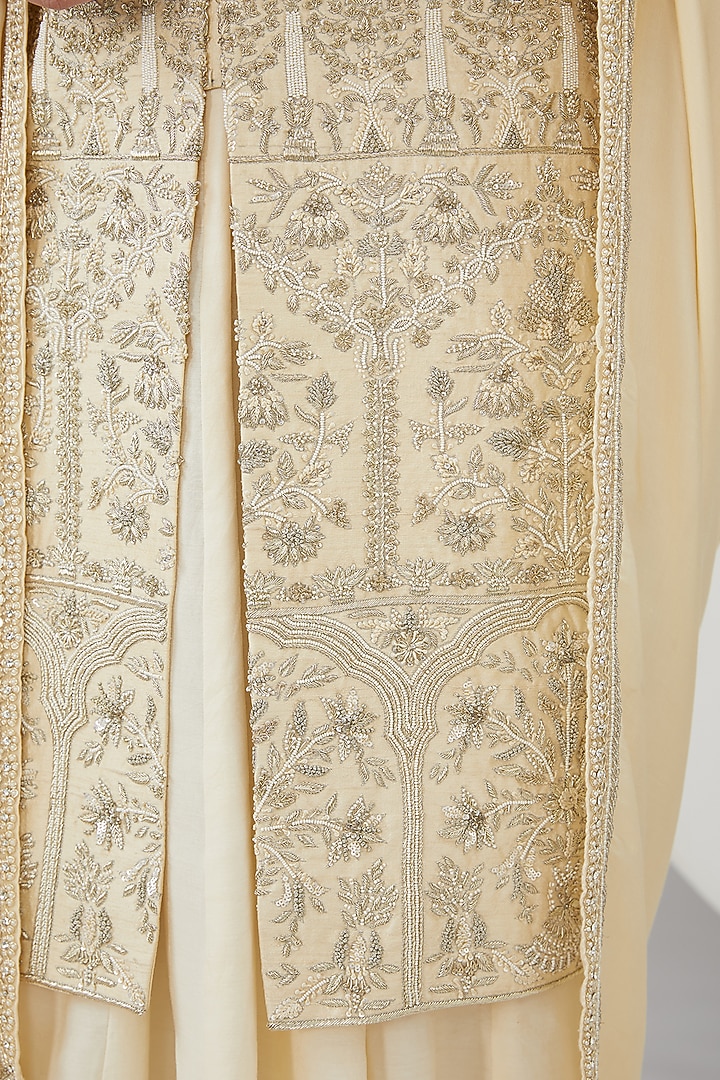 Light Gold Silk Groom Sherwani Set by Jayesh and Kaajal Shah Men at Pernia's Pop Up Shop