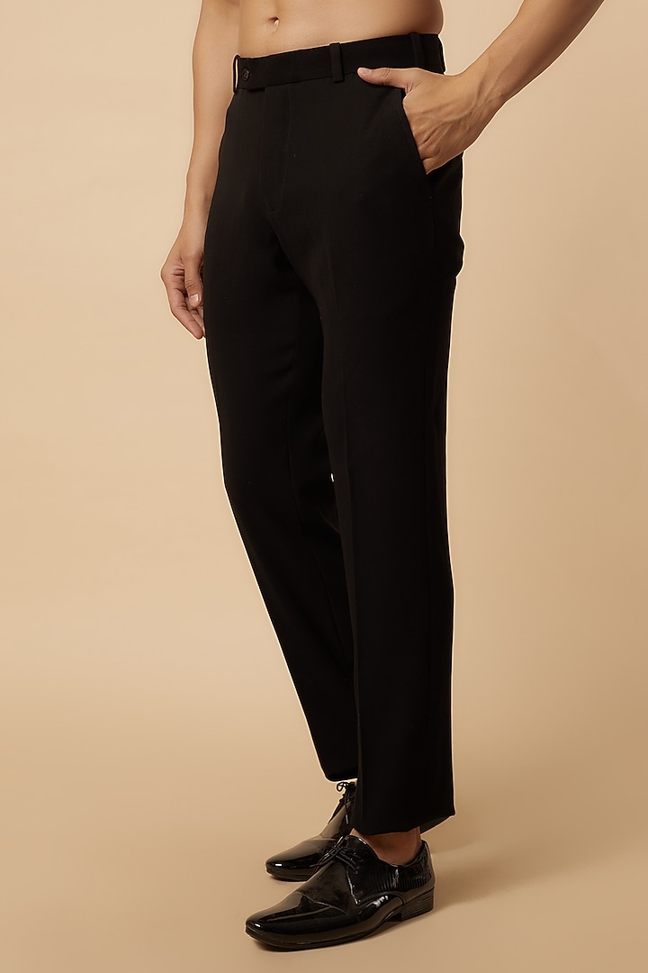 Black Polyester Suit Set by Jayesh and Kaajal Shah Men at Pernia's Pop Up Shop