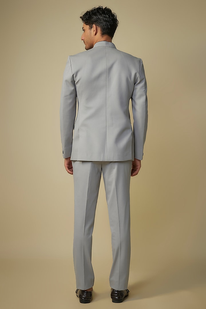 Grey Cotton Lycra Overleaf Jodhpuri Jacket Set by Jayesh and Kaajal Shah Men at Pernia's Pop Up Shop