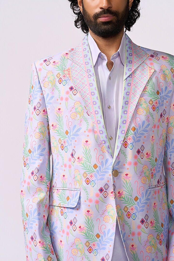 Lilac Silk Suit Set by Jayesh and Kaajal Shah Men at Pernia's Pop Up Shop