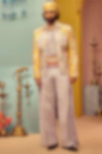 Multi-Colored Silk Bomber Jacket Set by Jayesh and Kaajal Shah Men at Pernia's Pop Up Shop