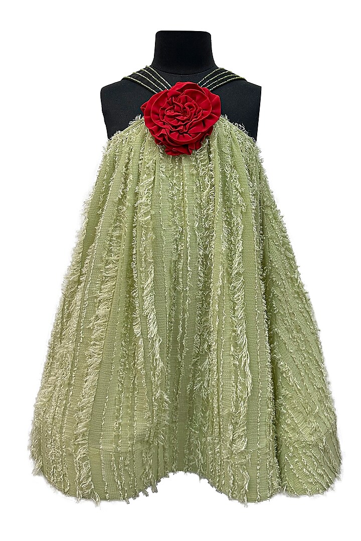 Green Georgette Dress For Girls by Jasmine and Alaia