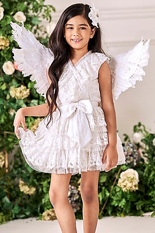 Buy White Dress with Bow for 11-12 Year Girls Online from Indian