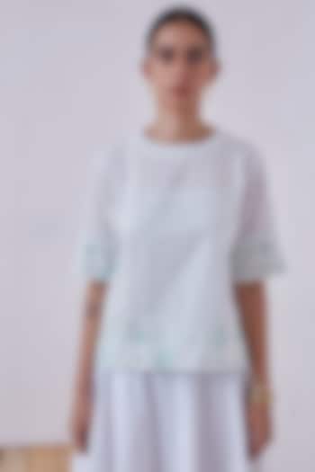 Green & White Block Printed Top by The Summer House at Pernia's Pop Up Shop