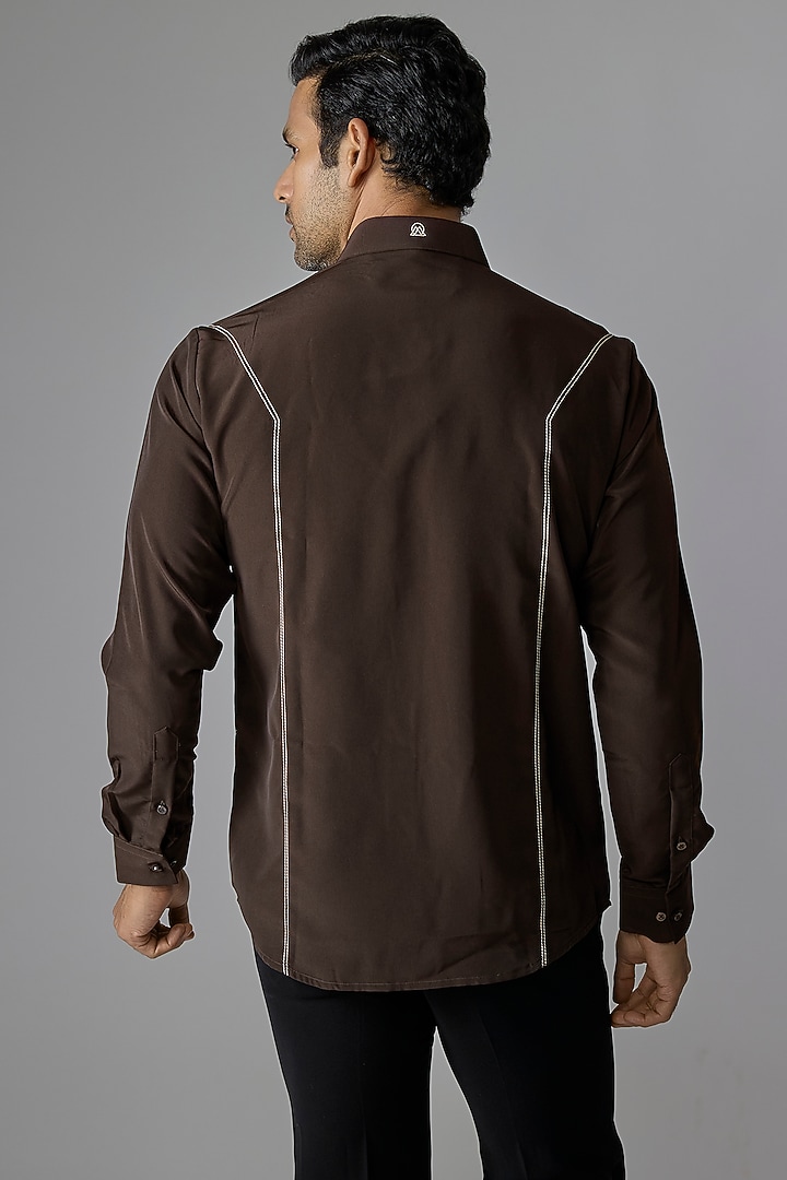 Brown Silk Party Wear Shirt by Jayesh and Kaajal Shah Men at Pernia's Pop Up Shop
