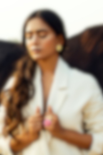 Gold Finish Yellow Enameled Stud Earrings by Jewellery by Astha Jagwani at Pernia's Pop Up Shop