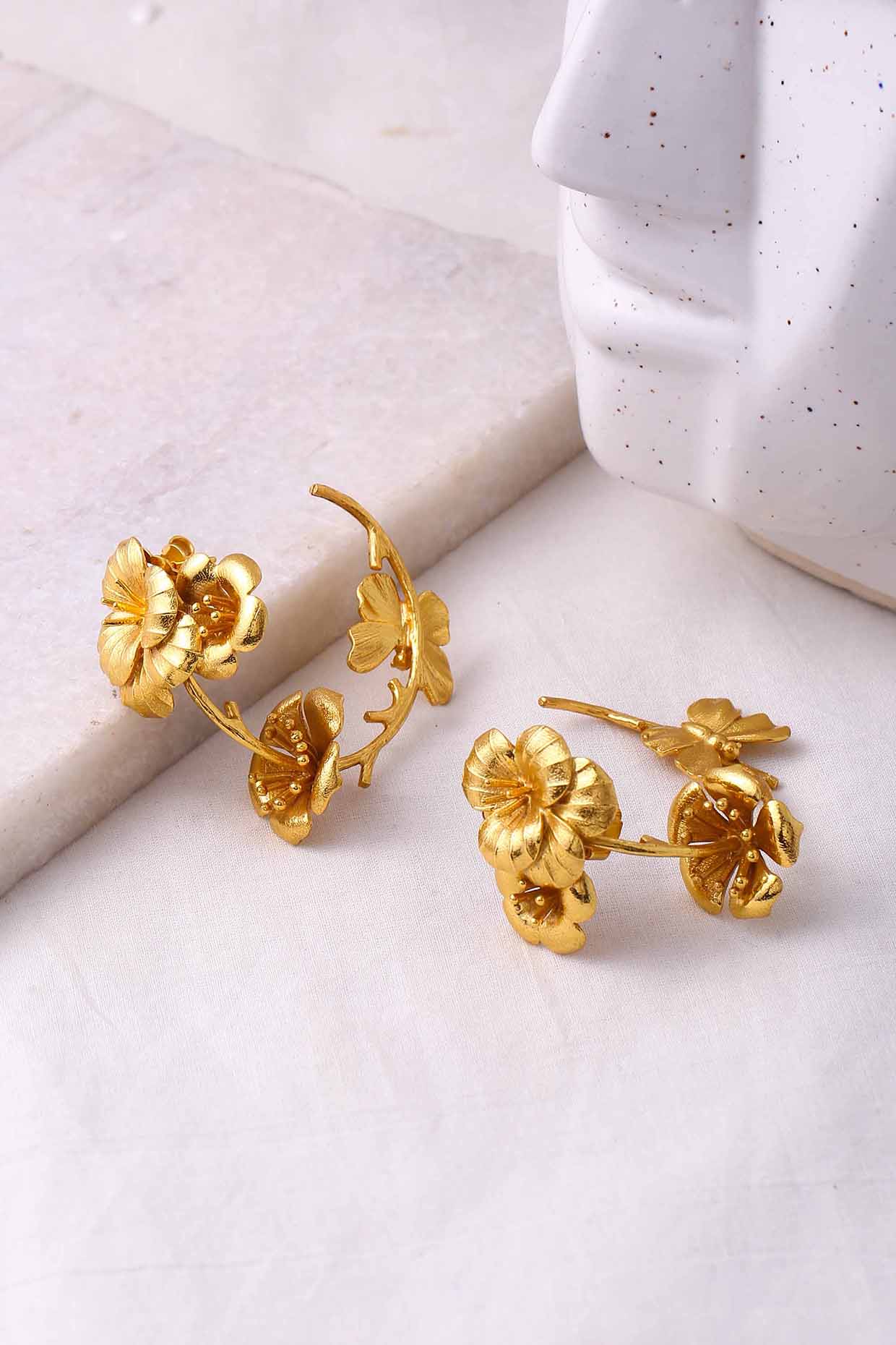Gold Plated Hoop Earrings by Jewellery by Astha Jagwani